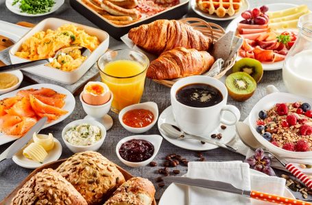 Huge,Healthy,Breakfast,Spread,On,A,Table,With,Coffee,,Orange